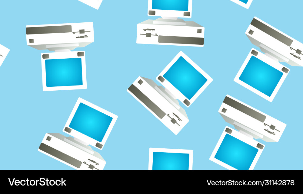 Seamless pattern retro old hipster computers vector image