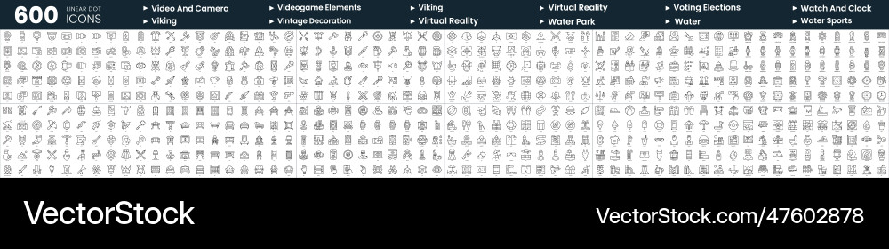Set of 600 thin line icons in this bundle include Set of 600 thin line icons in this bundle include vector image