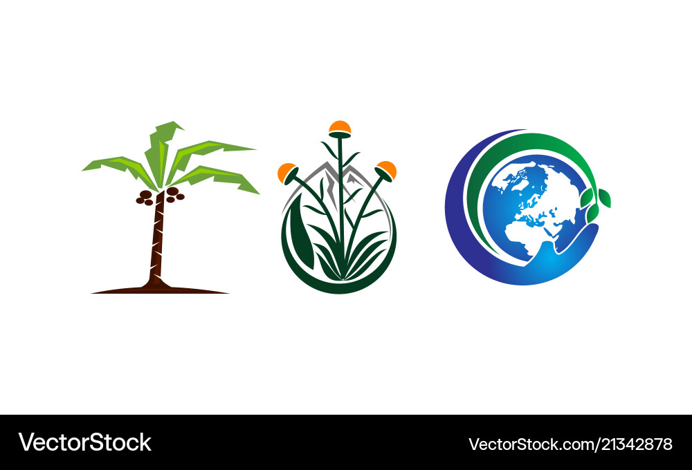 Sustainable Agriculture & Farming Icons Vector Image