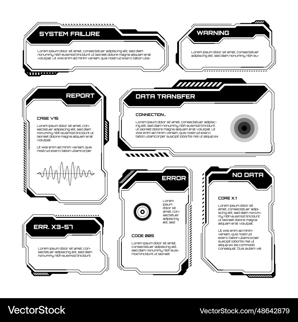 Black futuristic hud ui elements sci-fi user Black futuristic hud ui elements sci-fi user vector image