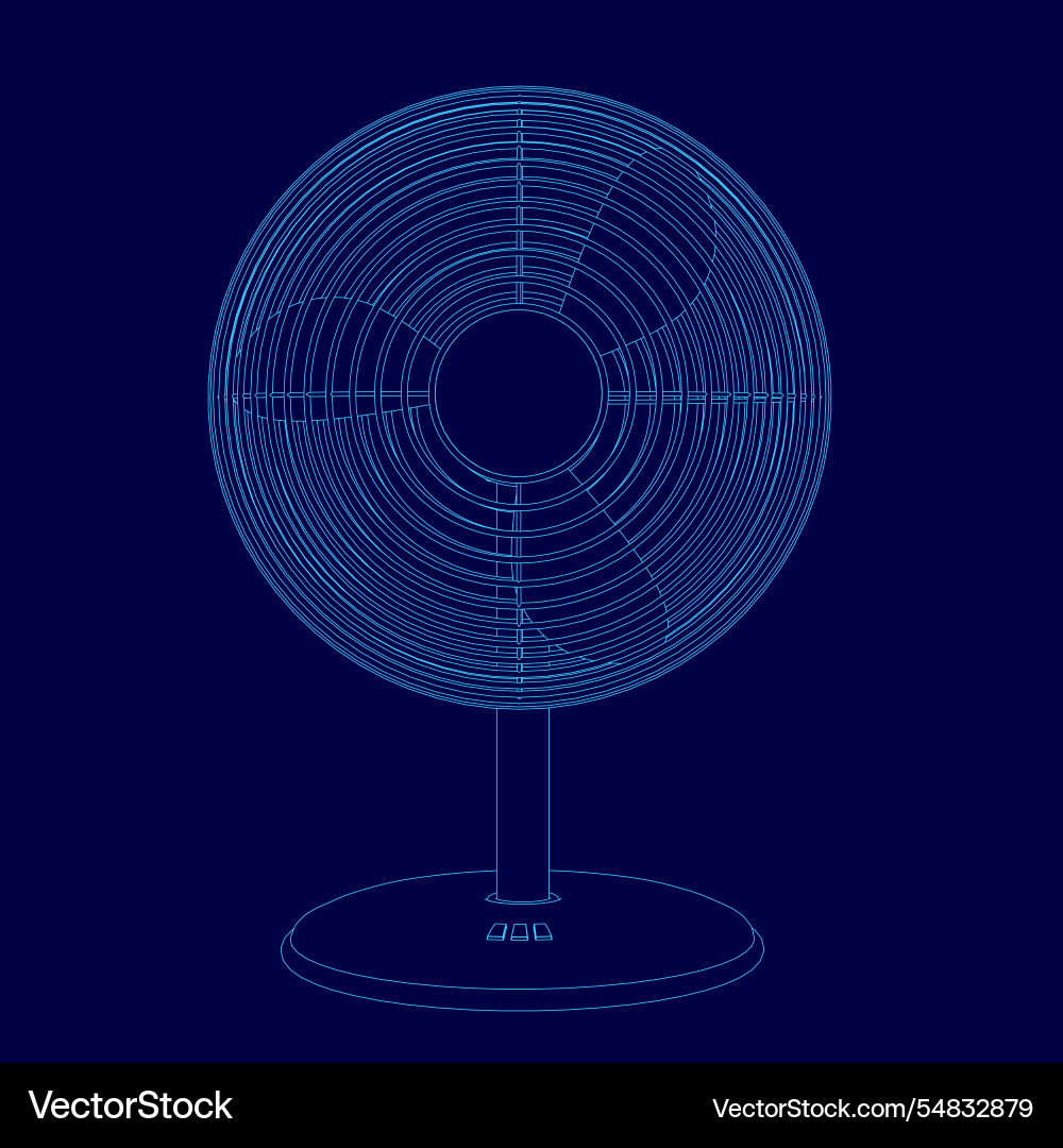 Blue fan with a base is displayed Vector Image