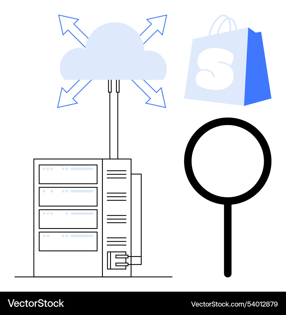 Cloud computing integration with shopping Cloud computing integration with shopping Vector Image