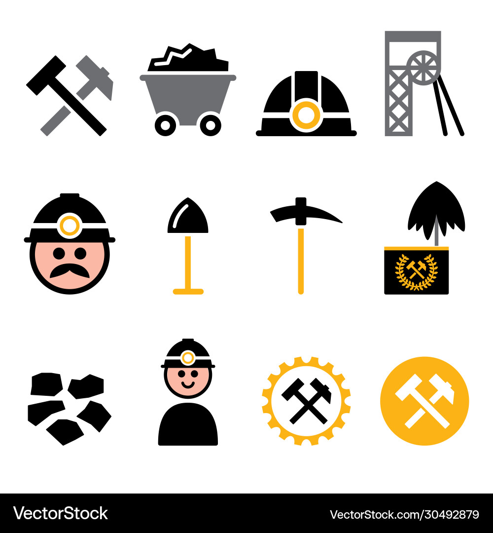 Coal Mining Icon Set Royalty Free Vector Image