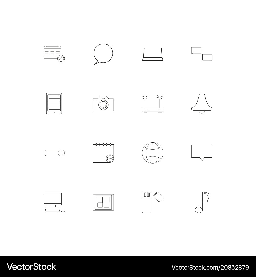 Devices linear thin icons set outlined simple vector image
