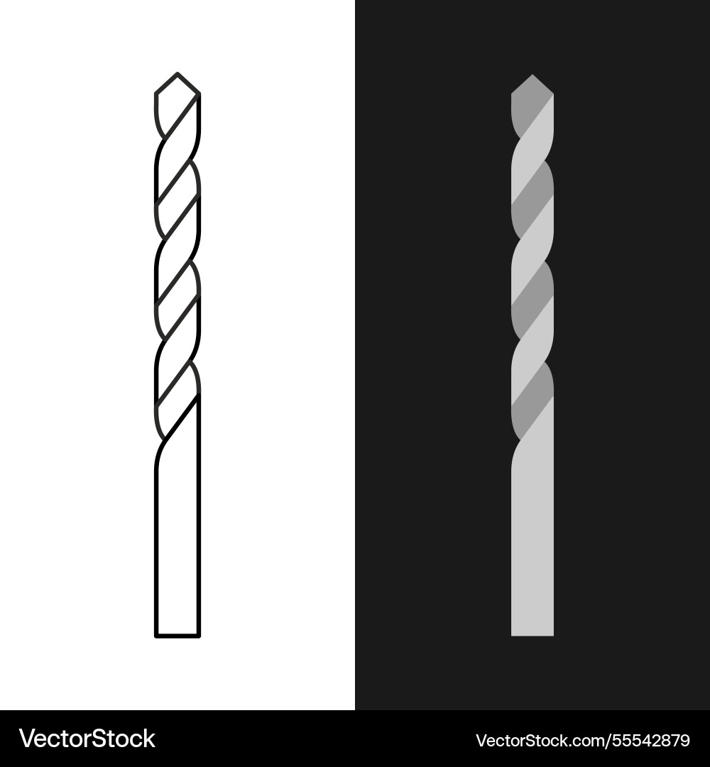 Drill bit tool black line and flat color Drill bit tool black line and flat color vector image