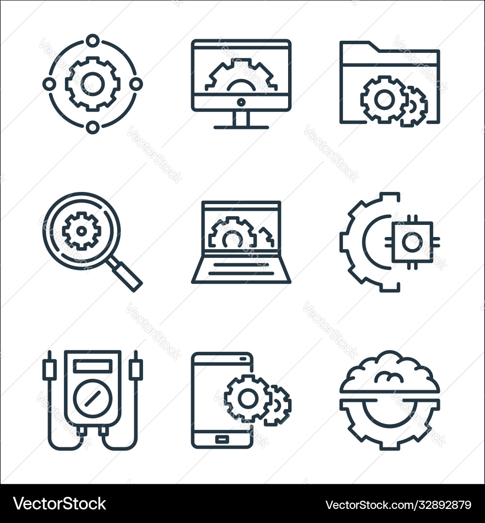 Engineering line icons linear set quality Engineering line icons linear set quality vector image