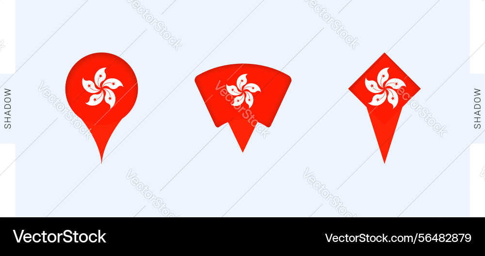 Hong kong map markers set perfect for projects vector image