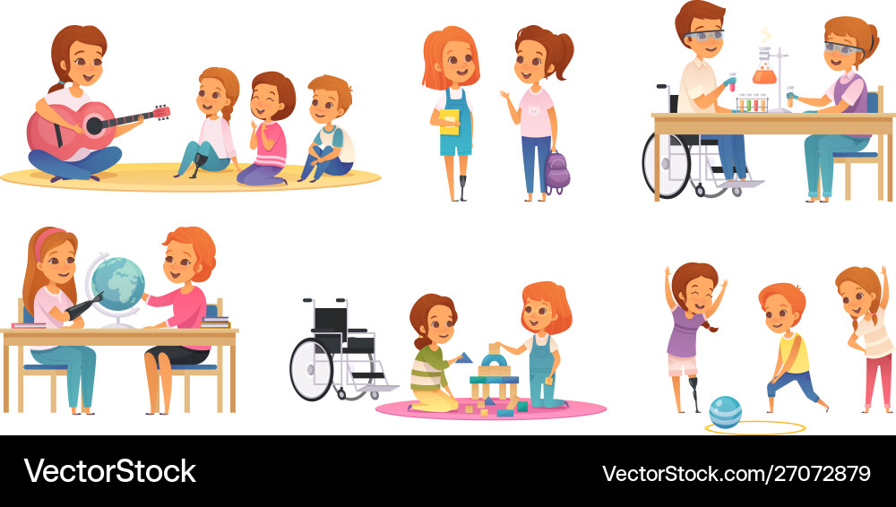 Inclusive Education Kids Icons Royalty Free Vector Image