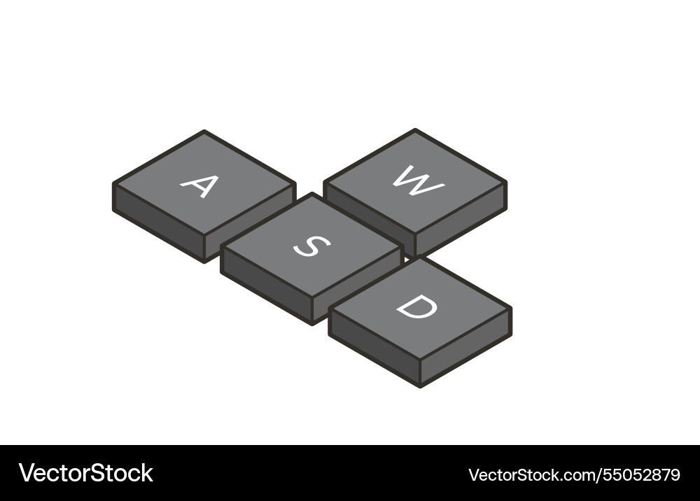 Keyboard control keys awsd in isometric style vector image