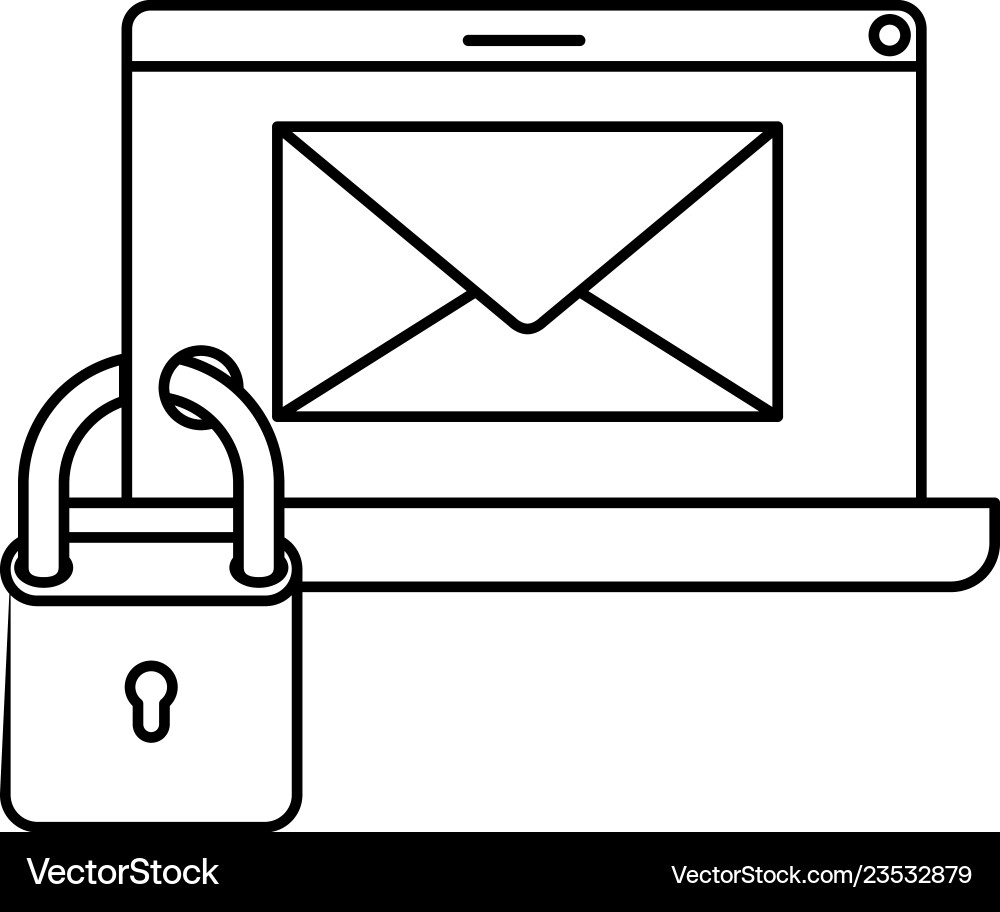 Laptop screen with message and padlock isolated Vector Image