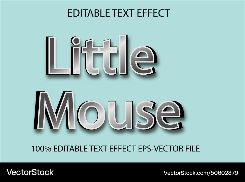 Little mouse editable text effect 3d emboss Vector Image