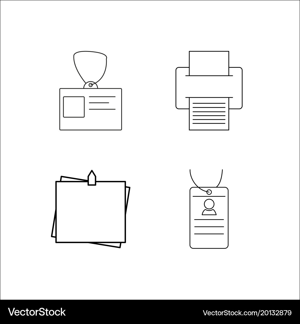 Office simple linear icon setsimple outline icons vector image
