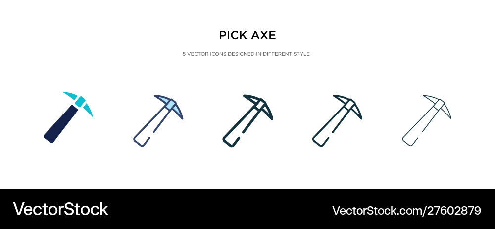Pick axe icon in different style two colored vector image