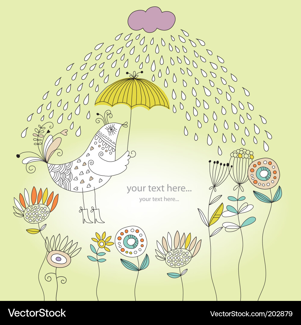Rainy Day Bird Vector Image