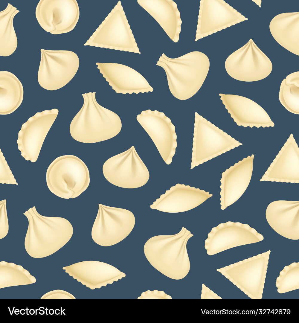 Realistic 3d detailed dumplings concept seamless Realistic 3d detailed dumplings concept seamless vector image