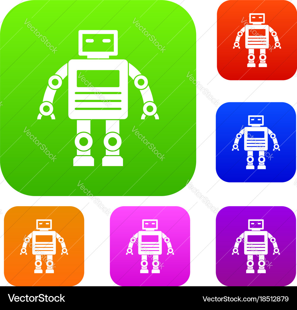 Robot set color collection vector image