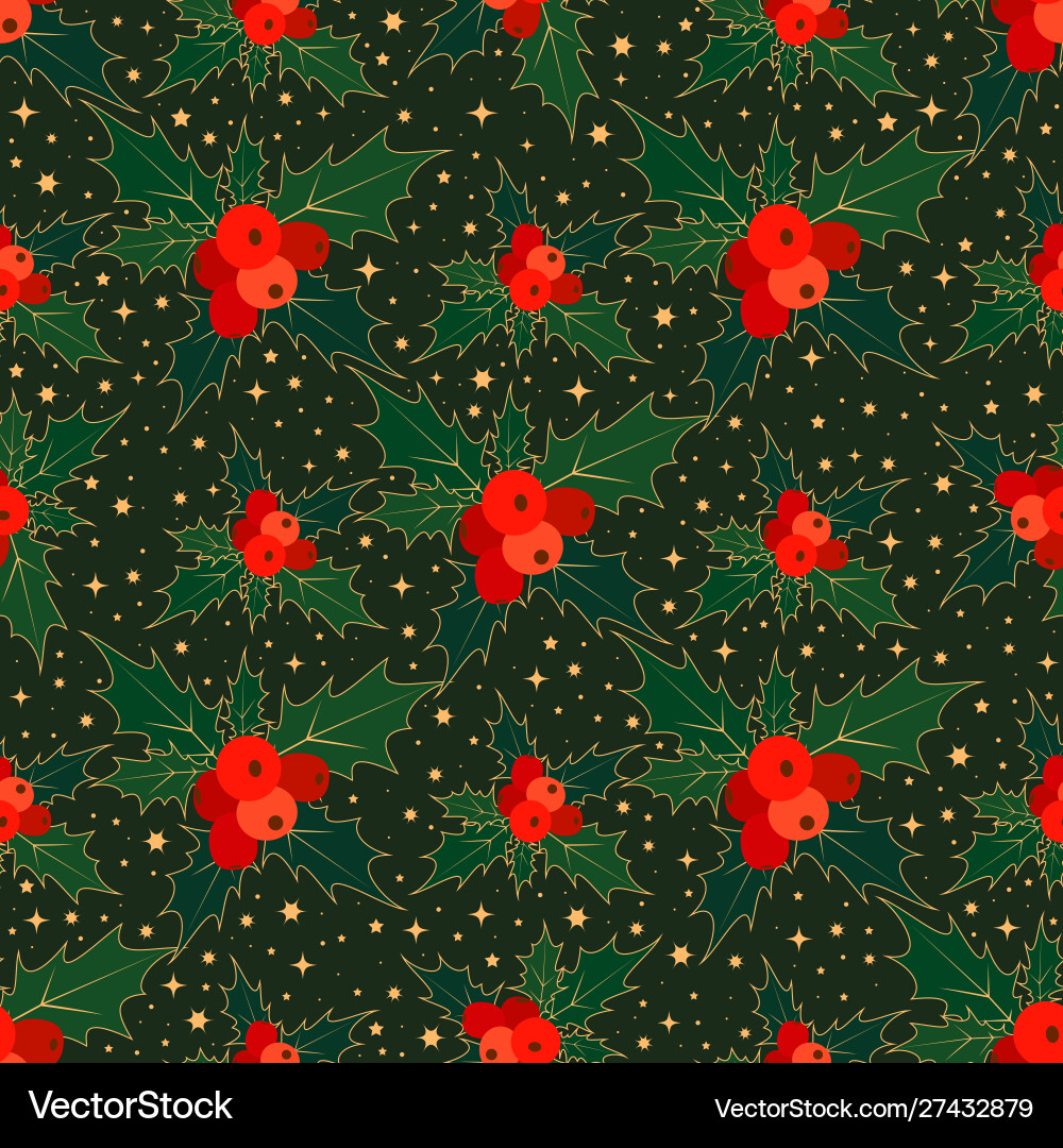 Seamless pattern with leaves gold outline red Seamless pattern with leaves gold outline red vector image