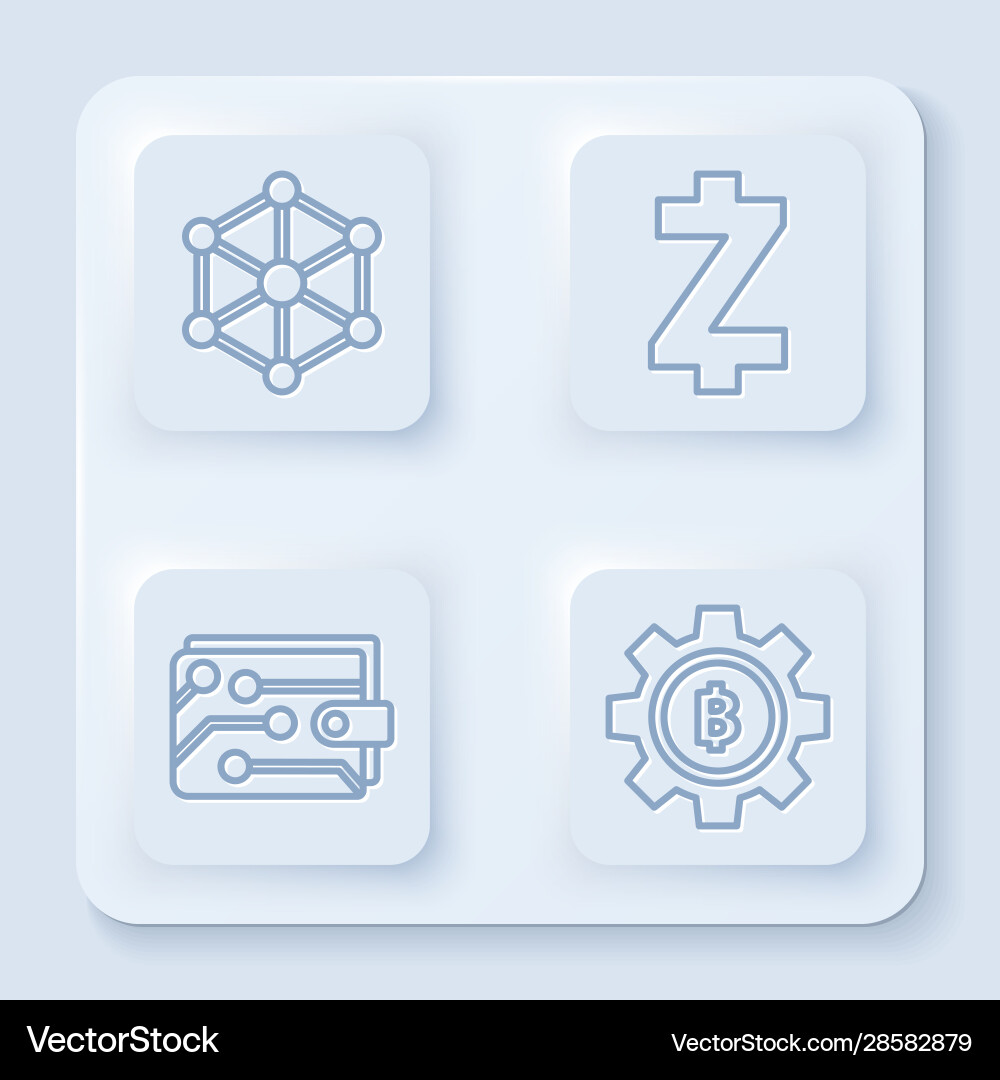 Set line blockchain technology cryptocurrency Set line blockchain technology cryptocurrency vector image
