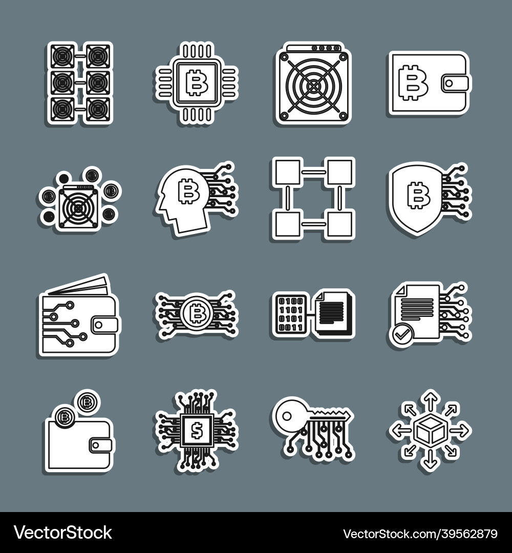 Set line distribution smart contract shield Set line distribution smart contract shield vector image