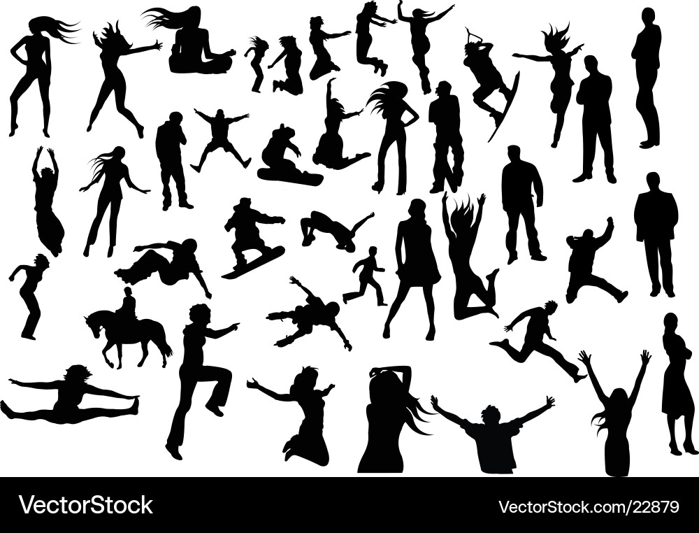 Silhouettes of People in Motion Vector Image