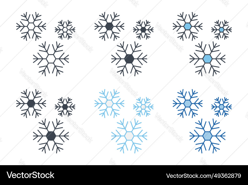 Snowflake icon collection with different styles Snowflake icon collection with different styles vector image