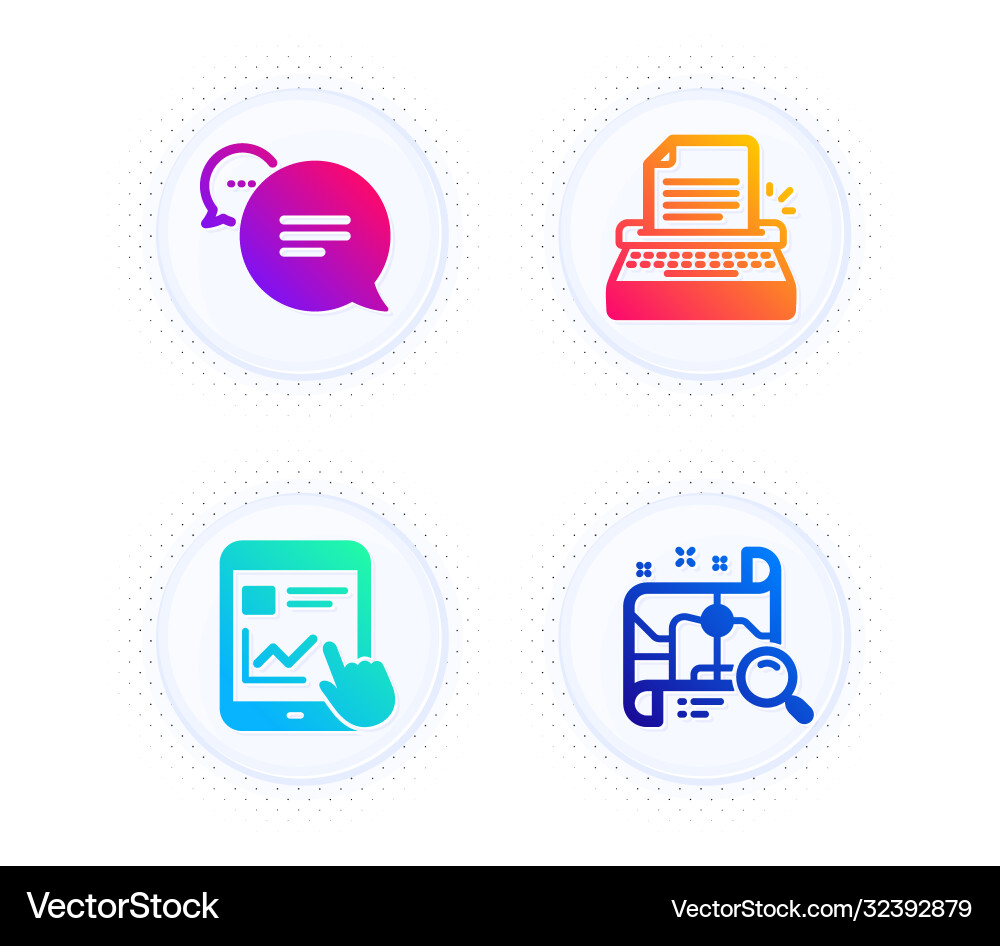 Text message internet report and typewriter icons Text message internet report and typewriter icons Vector Image