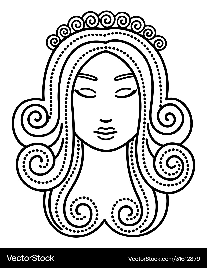 Virgo sign beautiful woman face virgin or maiden Virgo sign beautiful woman face virgin or maiden vector image