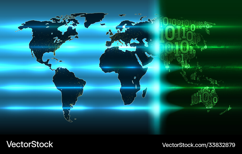 World map with evolving digital global World map with evolving digital global vector image