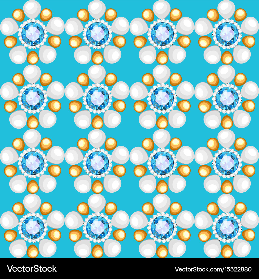 Background seamless with pattern and gems vector image