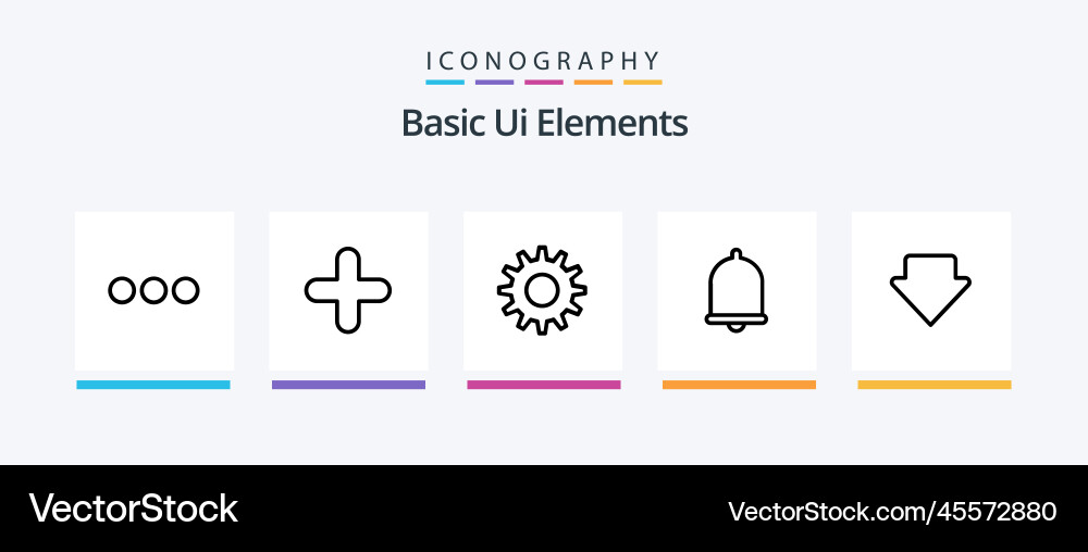 Basic ui elements line 5 icon pack including vector image