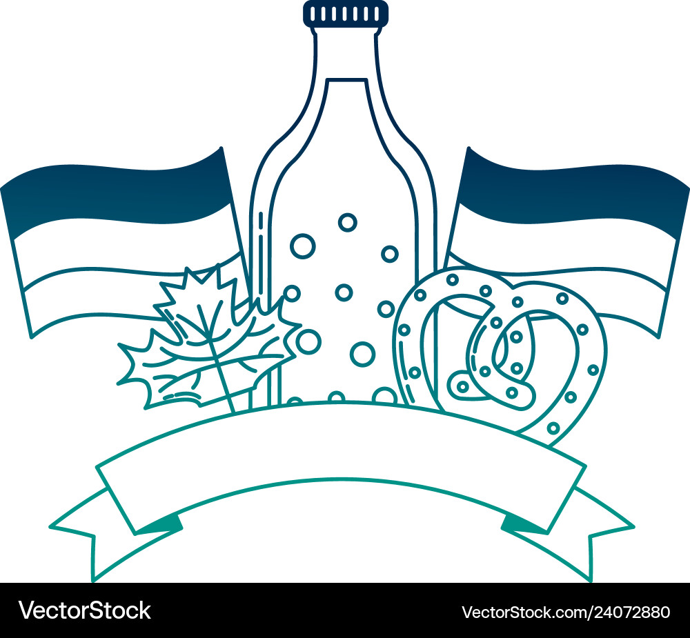 Beer bottle with flags germany and ribbon Beer bottle with flags germany and ribbon vector image