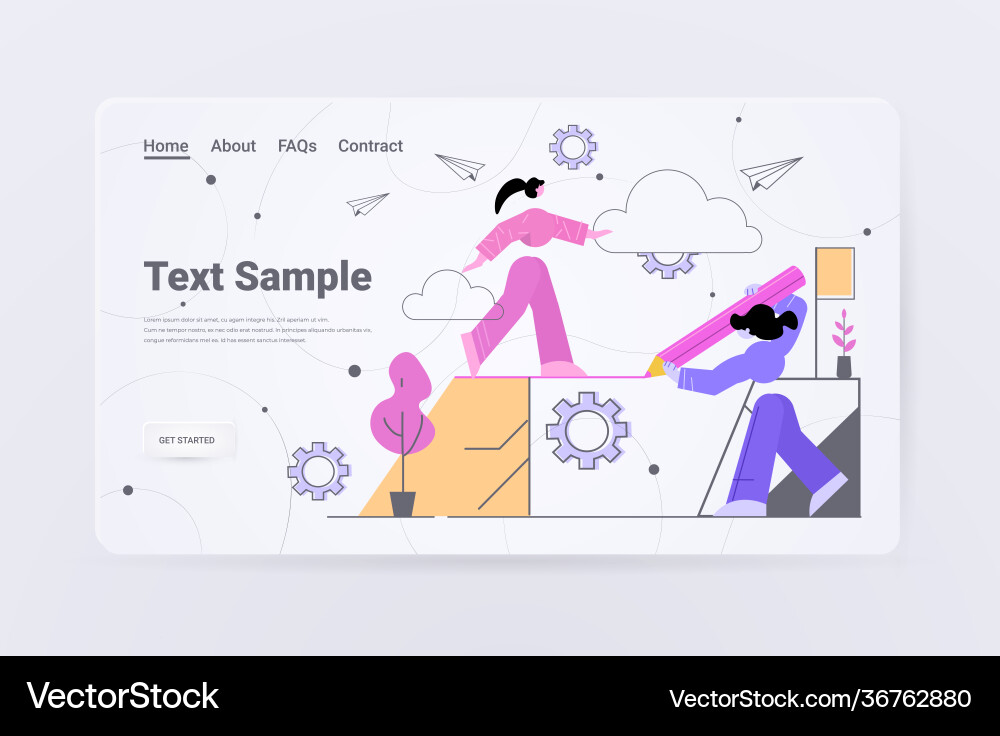 Businesswoman drawing way for colleague woman Businesswoman drawing way for colleague woman vector image