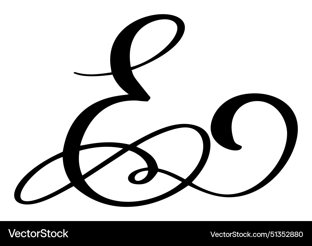 Calligraphy hand drawn letter e script Royalty Free Vector