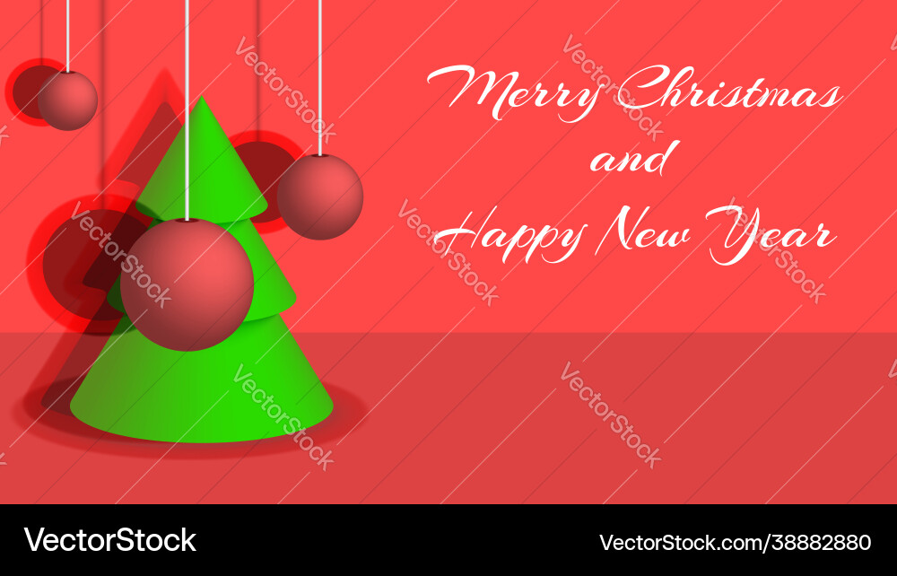 Christmas tree with red balls on strings 3d shape Christmas tree with red balls on strings 3d shape vector image