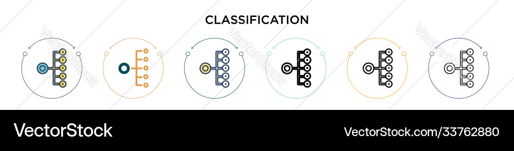 Classification icon in filled thin line outline Classification icon in filled thin line outline vector image