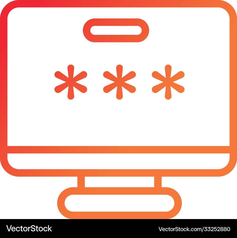 Desktop computer with password gradient style icon Desktop computer with password gradient style icon vector image