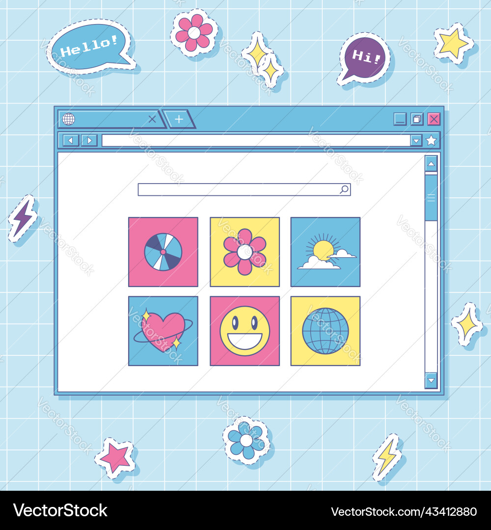 Ein Browser-Fenster mit Suchleiste Retro Stil Ein Browser-Fenster mit Suchleiste Retro Stil vektorbild