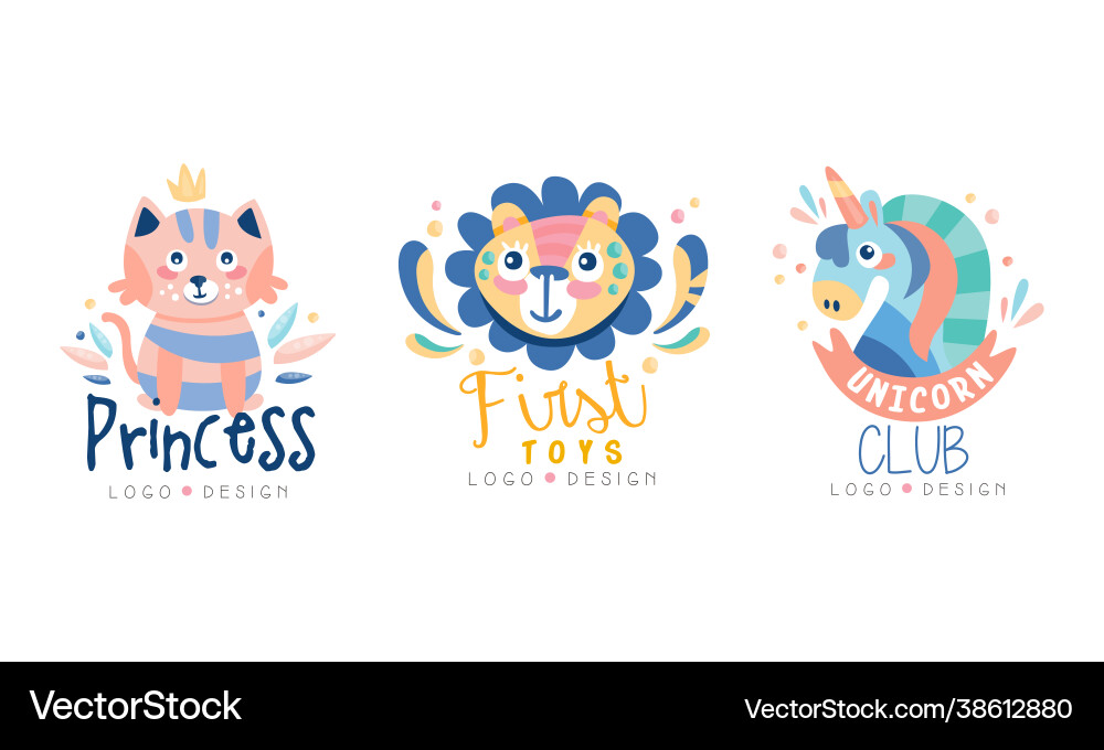 Erste Spielzeug kreative Logo-Design-Set Kinderclub Erste Spielzeug kreative Logo-Design-Set Kinderclub vektorbild