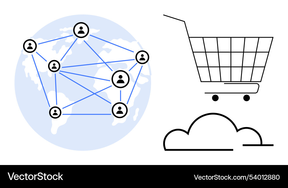 Global e-commerce network and cloud integration Global e-commerce network and cloud integration vector image