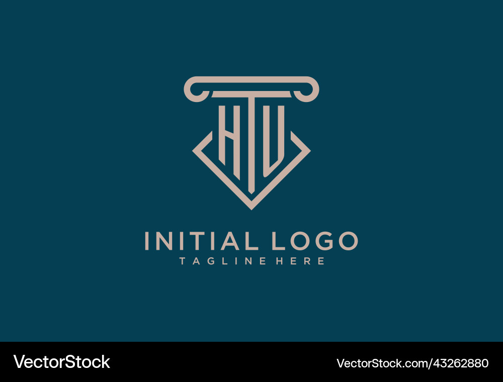 Hu initial with pillar icon design clean Vector Image