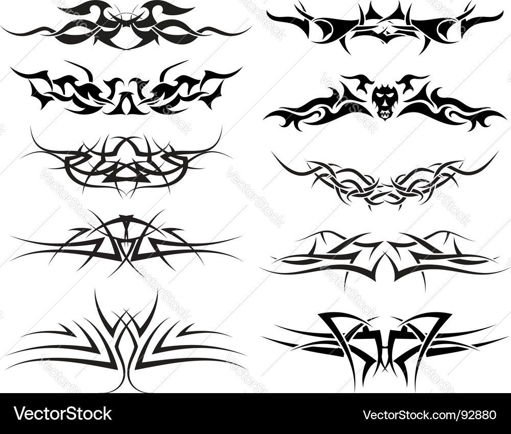 Intricate Tribal Fire Tattoos Set vector image