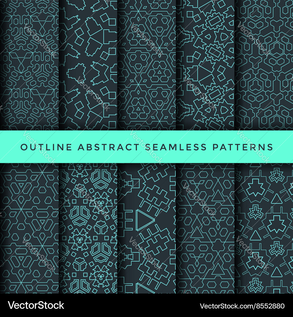 Outline abstract seamless pattern set vector image