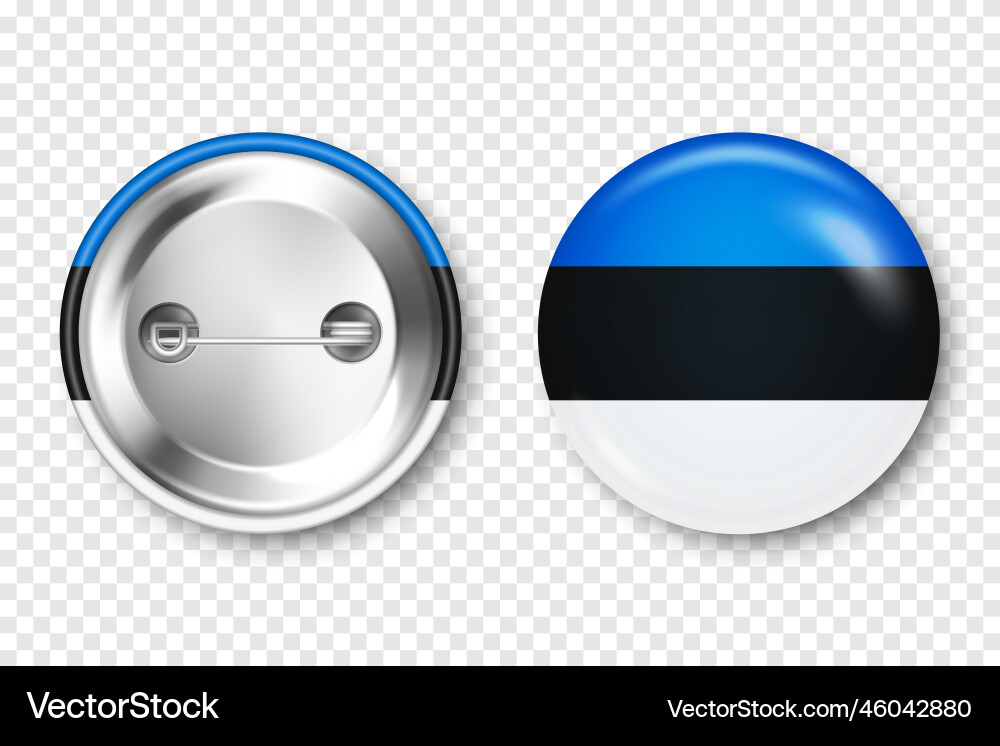 Realistic button badge with printed estonian flag Realistic button badge with printed estonian flag vector image