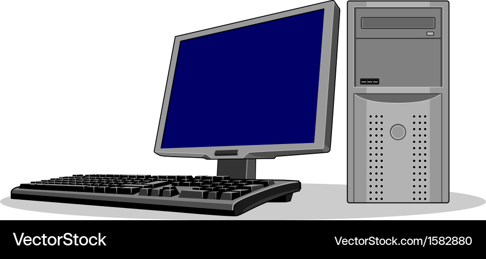 Retro Computer Monitor with Keyboard vector image
