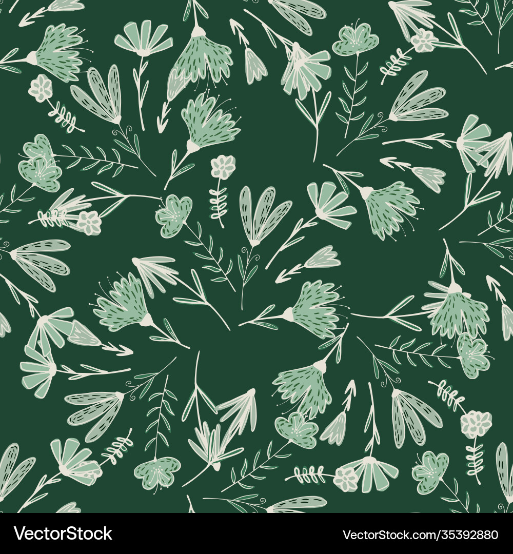 Seamless random pattern with outline daisy Seamless random pattern with outline daisy vector image