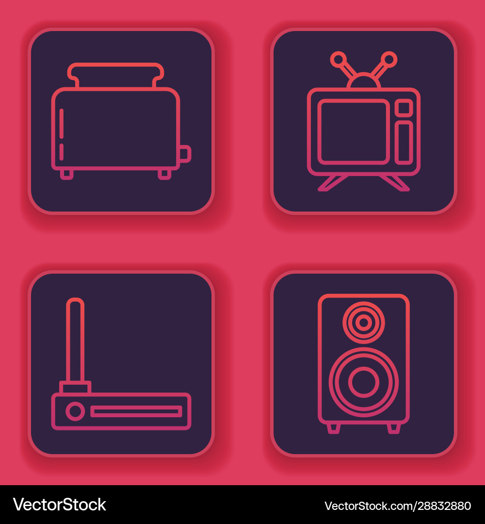 Set line toaster with toasts router and wi-fi Set line toaster with toasts router and wi-fi vector image