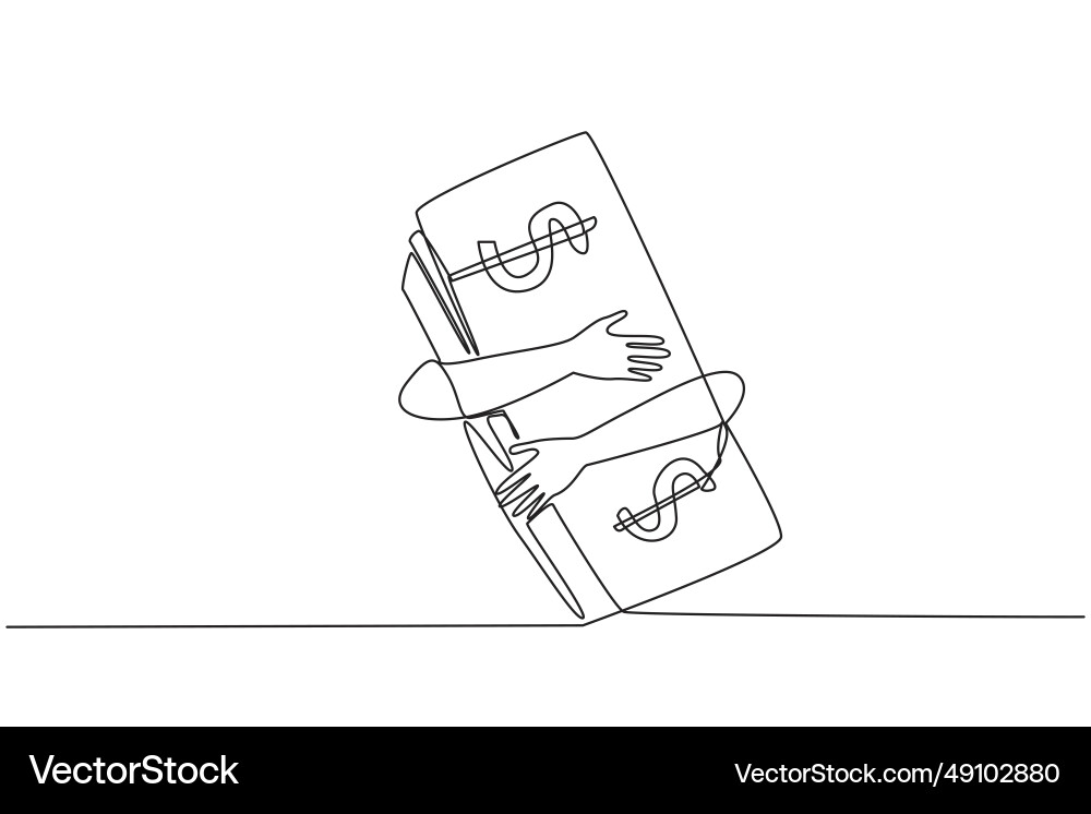 Single continuous line drawing of hands hugging Single continuous line drawing of hands hugging Vector Image