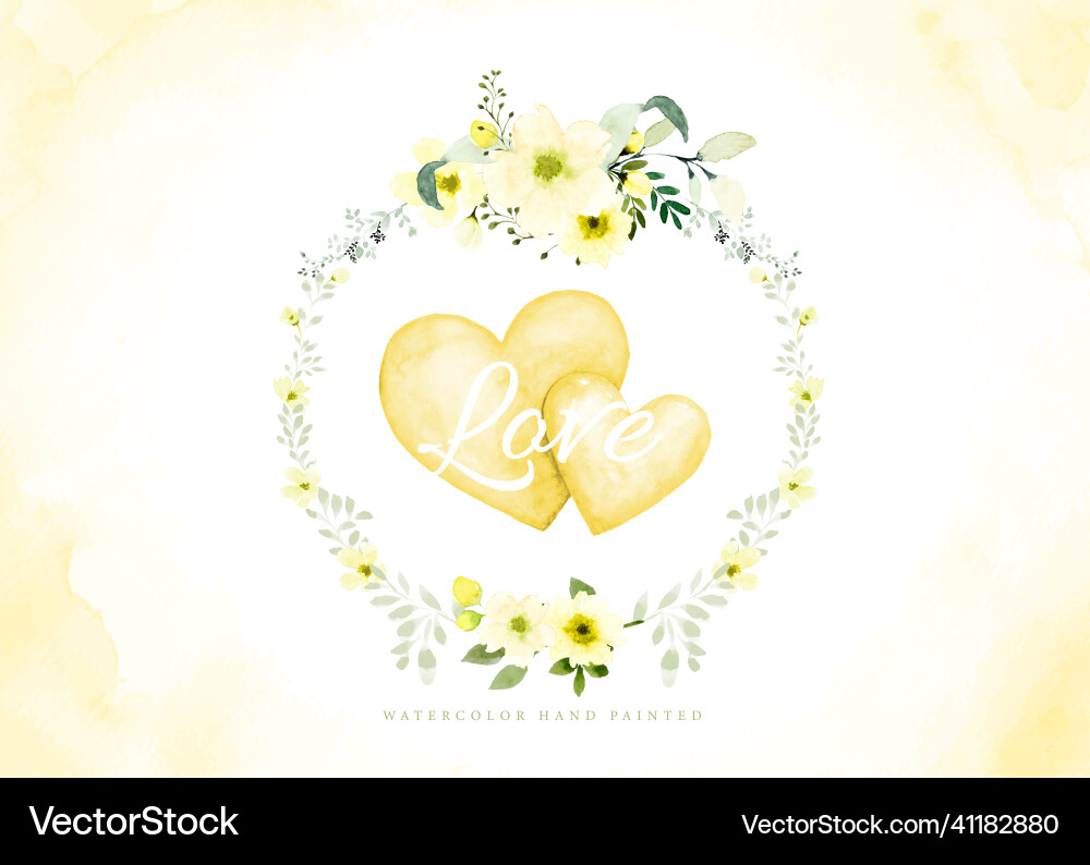 Watercolor of love with yellow and green wreath Watercolor of love with yellow and green wreath vector image