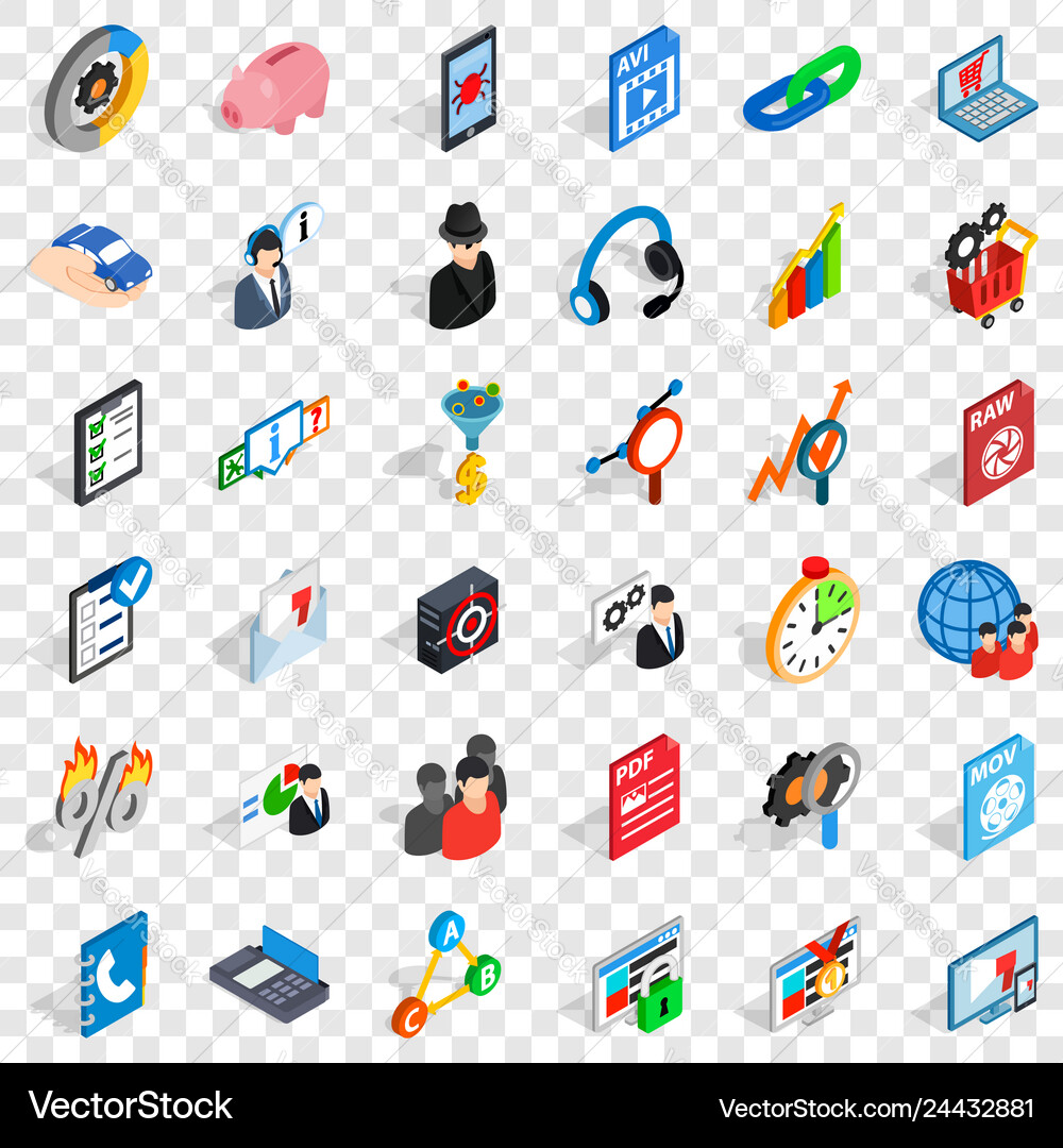 Database Protection Icon Set - Isometric vector image