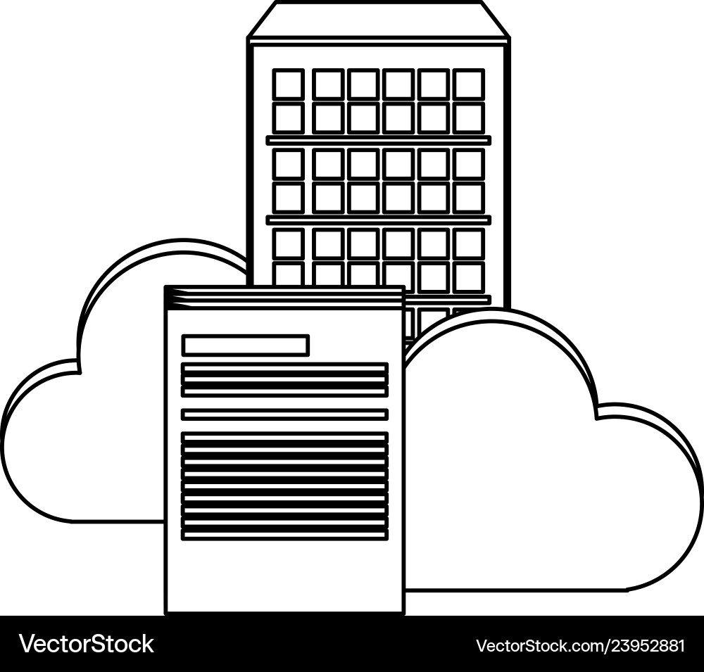 Database server and cloud computing symbol black Database server and cloud computing symbol black vector image